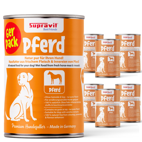 Sechserpack Supravit Hundefutter Pferd, Nassfutter