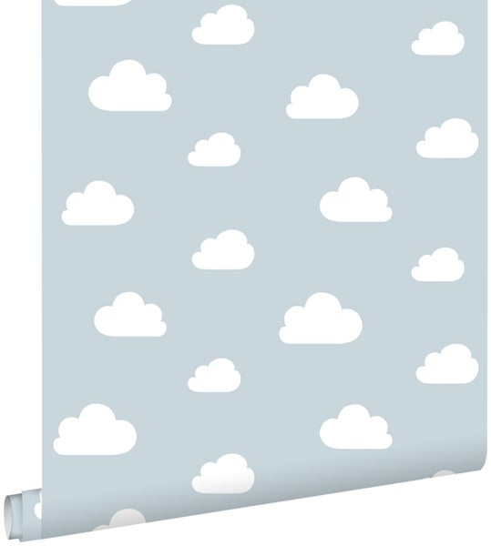 ESTAhome Tapete kleine Wolken Himmelblau - 53 cm x 10.05 m - 139485