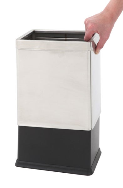 PROREGAL Doppelwandiger Eckiger Edelstahl Papierkorb 10 Liter HxBxT 27,5 x 16,5 x 22,5 cm Silber