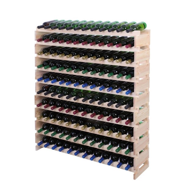 Weinregal VINOTECA FLEX PRO HxBxT 135x123x28cm 120 Flaschen auf 10 Ebenen Massives Kiefernholz Natur unbehandelt