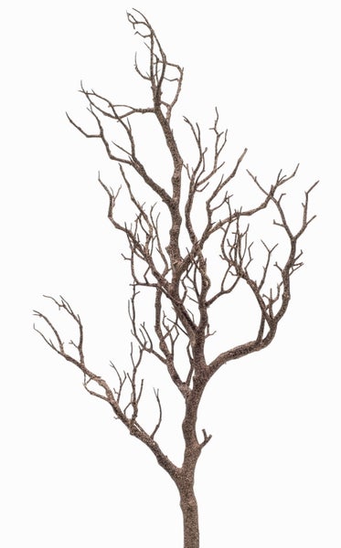 Dekorativer künstlicher Ast in Form eines blattlosen Baumes mit strukturierter Oberfläche.