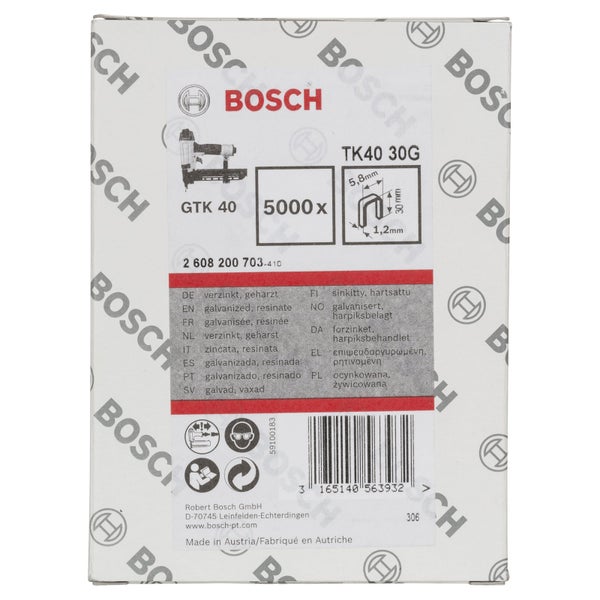 Bosch TK40 30G Klammern, verzinkt und mit Harz behandelt, 5000 Stück