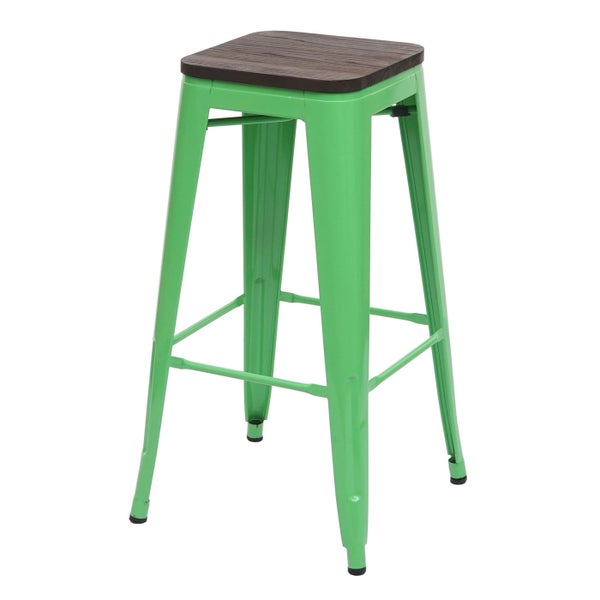 Barhocker mit Holzplatte und Metallgestell