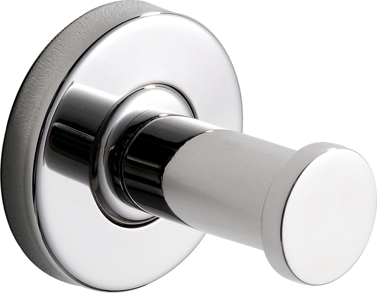 Handtuchhaken aus verchromtem Metall mit runder Wandhalterung für das Badezimmer.