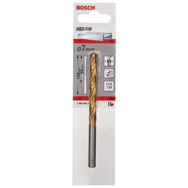Bosch Metallbohrer HSS-TiN DIN 338 7 x 69 x 109 mm - 2608596721