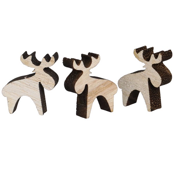 Drei hölzerne Elchfiguren für Dekorationen