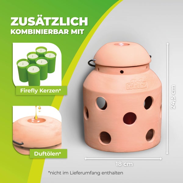 Ökologischer Kerzen-Frostwächter „FireFly“ in Pilzform aus Terracotta