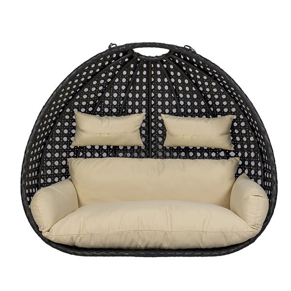Home Deluxe Polyrattan Hängesessel Kissen TWIN - Creme 105 x 41 x 45 cm  inklusive Sitz-, und Rückenkissen, UV-beständig | Hängestul, Hängesitz