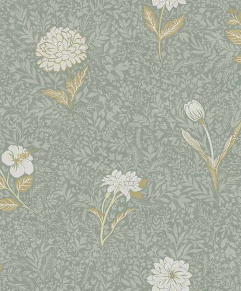 Masureel Tapete Blumen Grün - 53 cm x 10.05 m - 632013