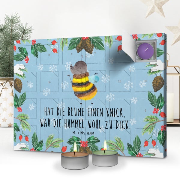 Mr. & Mrs. Panda Duftkerzen Adventskalender Hummel flauschig - Blau Pastell