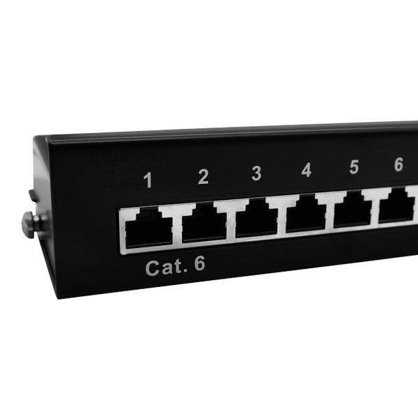 ProfiPatch Patchpanel Patchfeld Cat.6 Desktop 8-Port RJ45 geschirmt Aufputz Wandmontage 1HE schwarz
