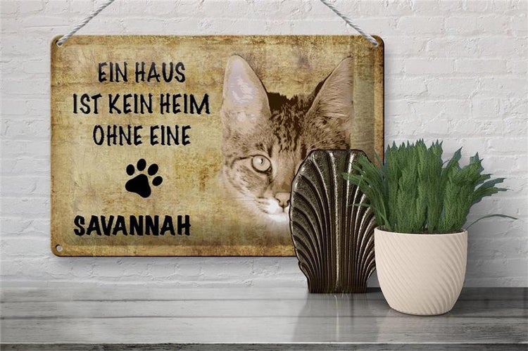 Blechschild Spruch 30x20cm Savannah Katze ohne kein Heim