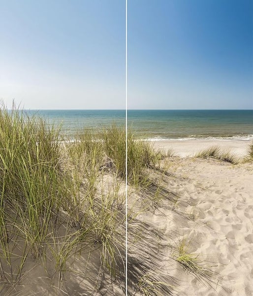 Fototapete mit Strandhafer, Sandstrand und Meer