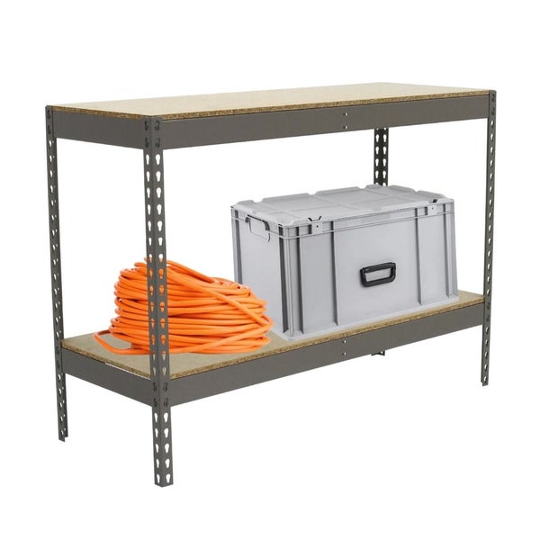 Schwerlastregal MINI WOOD YETI TWO | HxBxT 90x150x45cm | Fachlast 400kg | Grau