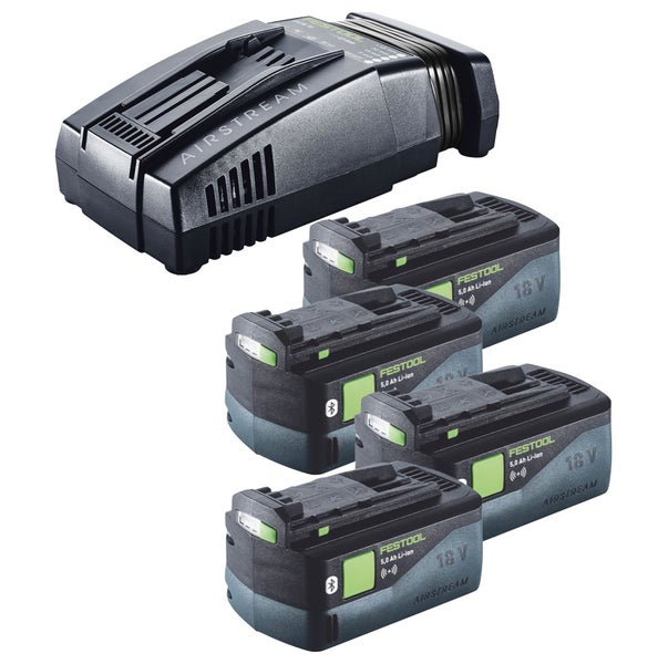 Festool Energie Set 4x BP 18 Li 5,0 ASI EU Akkupack 18 V 5,0 Ah ( 4x 577660 ) + SCA 16 Schnellladegerät 10,8 V - 18 V ( 576953 )