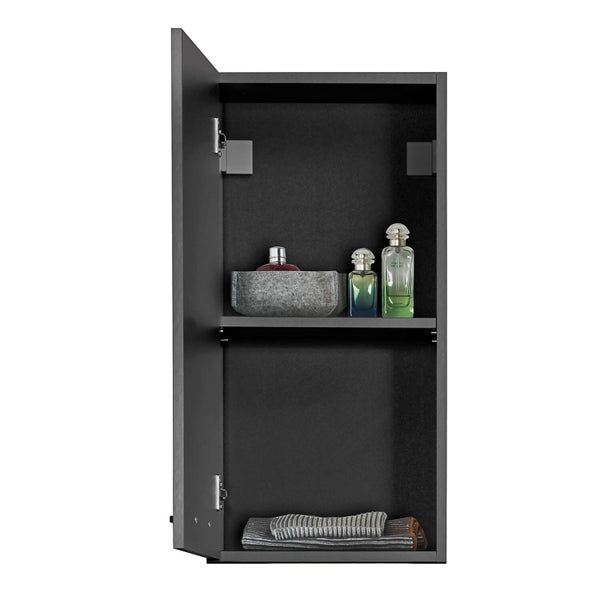 Geöffneter Bad Spiegelschrank mit zwei Ablagen zur Aufbewahrung von Badutensilien