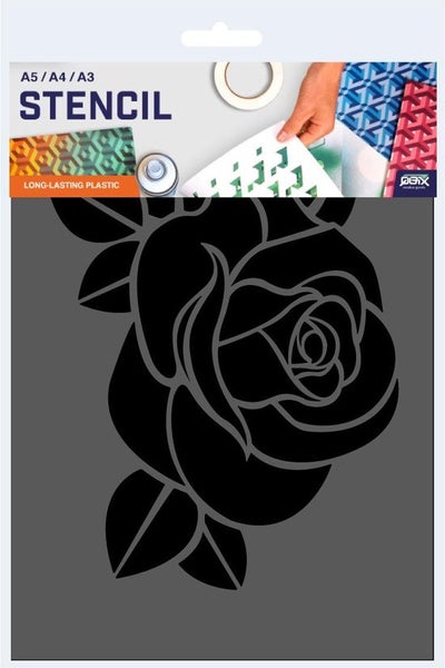 QBIX Rose Schablone - A4 Größe - Kunststoff - Schablone