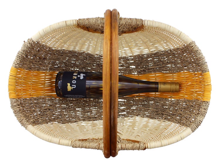 FRANK FLECHTWAREN | Einkaufskorb Orange/Natur, RATTAN, 49 x 34 x 24 cm, GH 38 cm