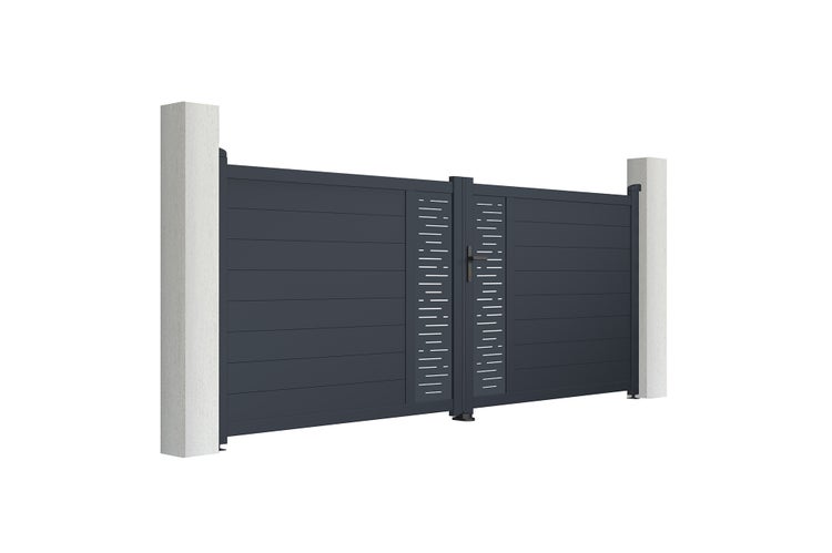 ARLBERG 350B140 Flügeltor-Paket + 2 EIFEL-Pfosten H. 166 cm Grau