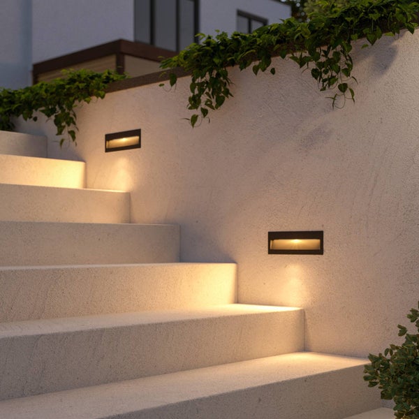 Lucande LED Wandeinbaulampe aussen rechteckig, spritzwassergeschützt IP54 Außenleuchte Treppenbeleuchtung 1 x 6W
