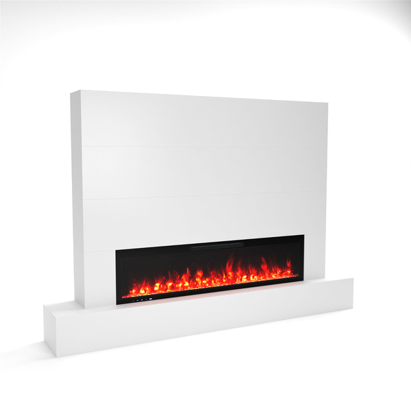 Glow Fire Fernsehwand mit Kamin 'Inside 182'| Cinewall mit Elektrokamin in weiss mit Heizung (1500 W) | HxBxT: 195x282,6x41,8 cm