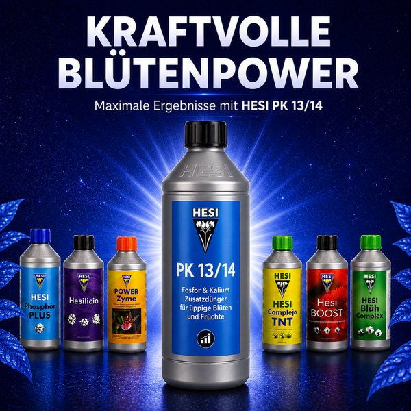 Hesi PK 13/14 Bluetenduenger und weitere Hesi Pflanzenduenger in Kunststoffflaschen