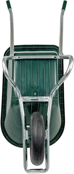 Schubkarre Matrix 100L 250kg | Luftrad mit Kugellager | grüne Kunststoffwanne & verzinkter Rahmen