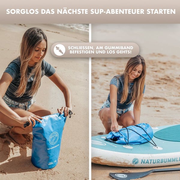 NATURBUMMLER ® Dry Bag - 10/20L [100% wasserdicht & mit Schultergurt] perfekt für Wassersport, Angeln, Campen, Surfen etc. - wasserdichter Beutel Drybag wasserdichte Tasche