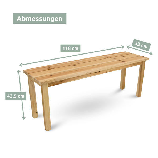 holz4home Gartenbank aus Tannenholz Bis zu 150 Kg Traglast Holzbank 118cm langNatur