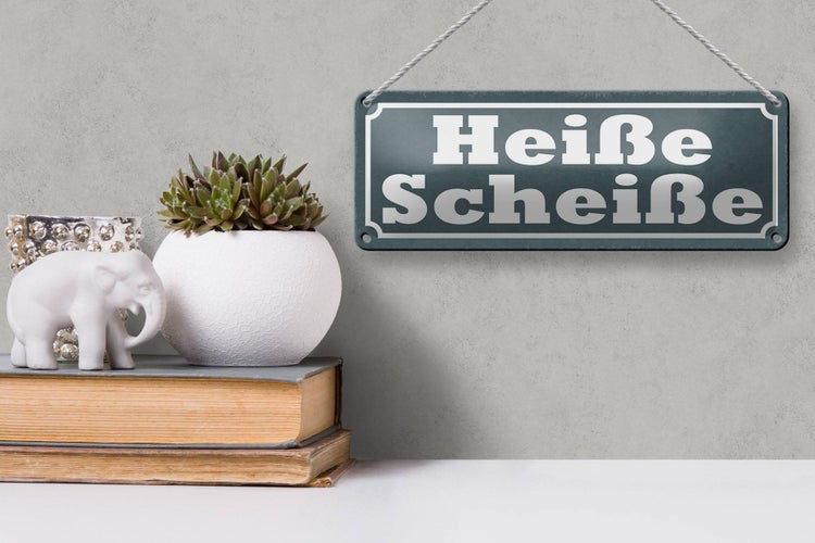 Blechschild Spruch 27x10cm heiße Scheiße Dekoration