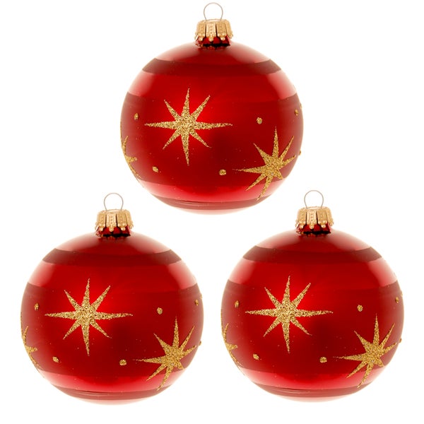 Xmas Night Komet, 3er Set, bordeaux matt/glanz/gold, 8cm, 3 Stck., Weihnachtsbaumkugeln, Christbaumschmuck, Weihnachtsbaumanhänger