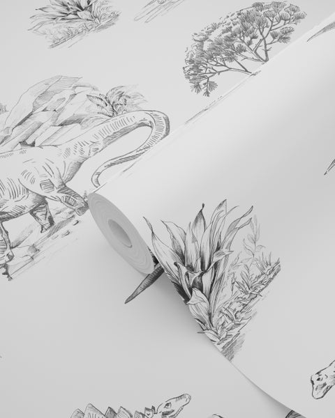 Tapetenrolle mit Dinosaurier- und Pflanzenmuster