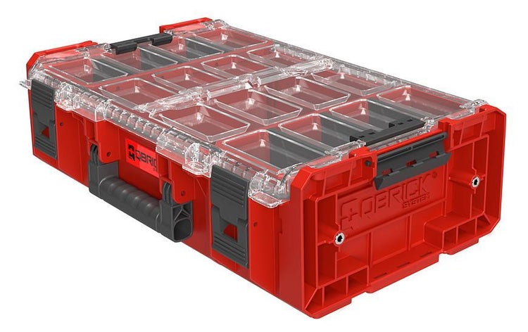 PROREGAL QBRICK Sortimentskasten One 2XL HxBxT 17 x 58 x 39 cm 3 Fächer Mit Deckgriff Mit Klemmverschlüsse Rot