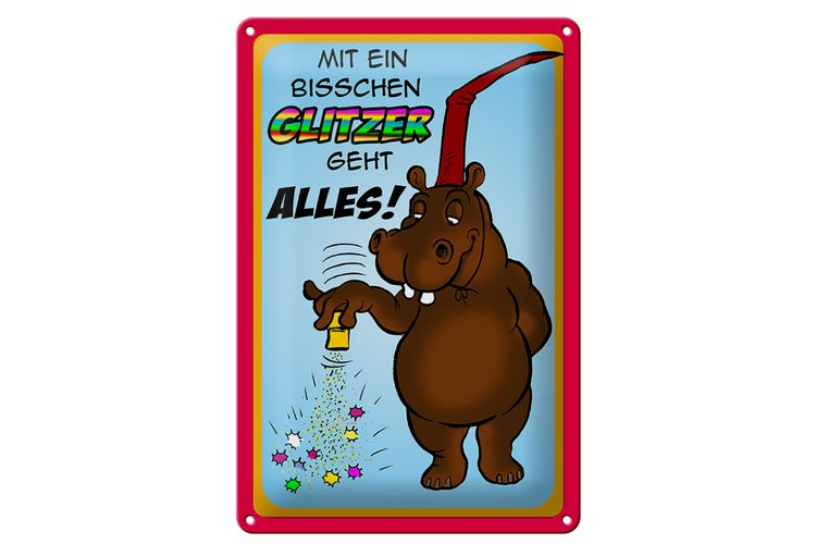 Blechschild Spruch 20x30cm mit bisschen Glitzer geht Alles