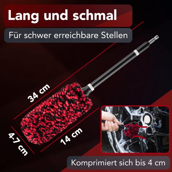 LAAKFELD Felgenbürste für Akkuschrauber (schnelle & mühelose Reinigung) - Top Ergebnis mit schonendem & langlebigem Bürstenaufsatz Akkuschrauber Auto - Felgen Bürste Bohrmaschine einfach & belastbar