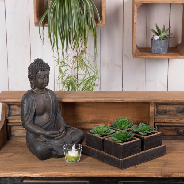 Kisten-Set Cubo 5-tlg.  Massivholz 04 schwarz-natur