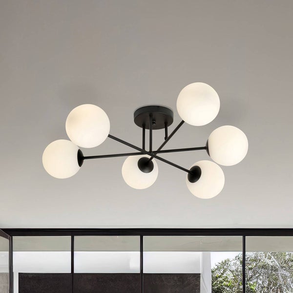 Euluna Deckenlampe Glassy (Modern) in Schwarz aus Glas (6 flammig, E14) - Deckenleuchte Lampe Wohnzimmerleuchte