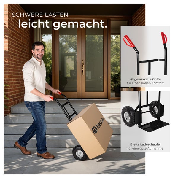 Sackkarre tectake  Belastbarkeit 200 kg mit Stahlrahmen schwarz
