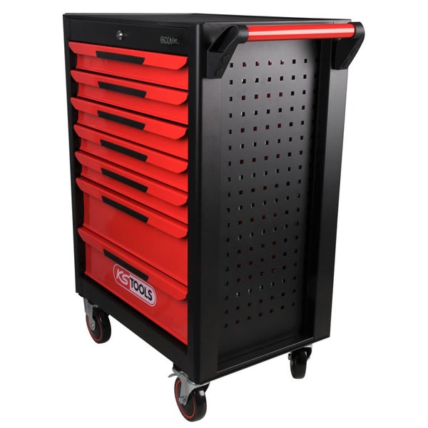 KS TOOLS Ecoline schwarz/rot Werkstattwagen mit 7 Schubladen - 897.0007