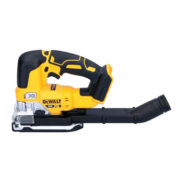 DeWalt 18 Volt Akku-Stichsäge mit Staubabsaugungsadapter.
