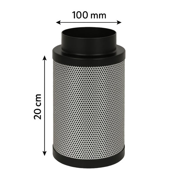 Aktivkohlefilter, zylindrisch, 20 cm hoch, 100 mm breit