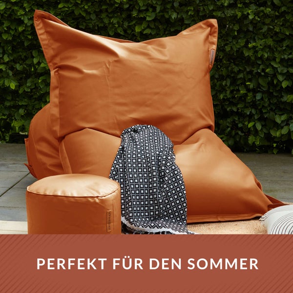 Green Bean XXL Riesen-Sitzsack aus Kunstleder mit EPS Perlen Füllung  - 140 x 180 cm 380 Liter - Bean Bag Sitzkissen Sitzpuff Sitzsessel Bodenkissen Lounge - Cognac