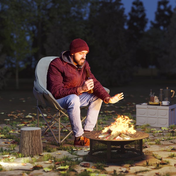 Outsunny Faltstuhl faltbar Campingstuhl mit Seitentasche Tragetasche gepolstert Outdoor Klappstuhl bis 120kg belastbar robust leicht Angelstuhl Gartenstuhl für Garten Camping Strand