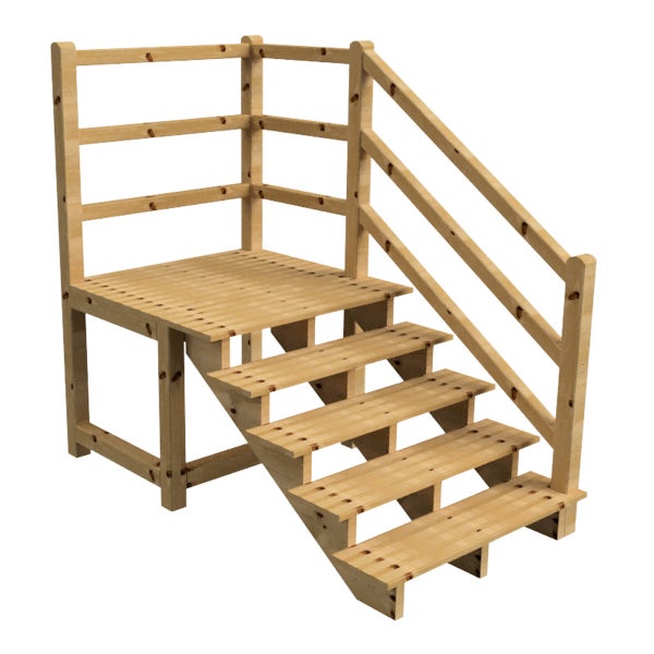 Holztreppe mit Geländer für den Gartenbereich