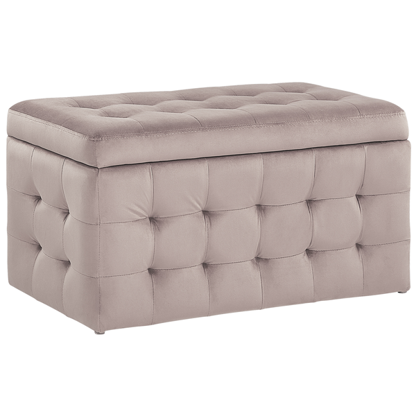 Aufbewahrungshocker MICHIGAN Samtstoff Rosa