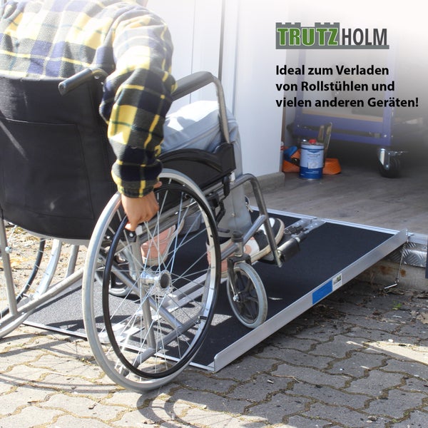 TRUTZHOLM Rollstuhlrampe klappbar 152 cm Traglast 272 kg Alu grau schwarz beschichtet Auffahrrampe