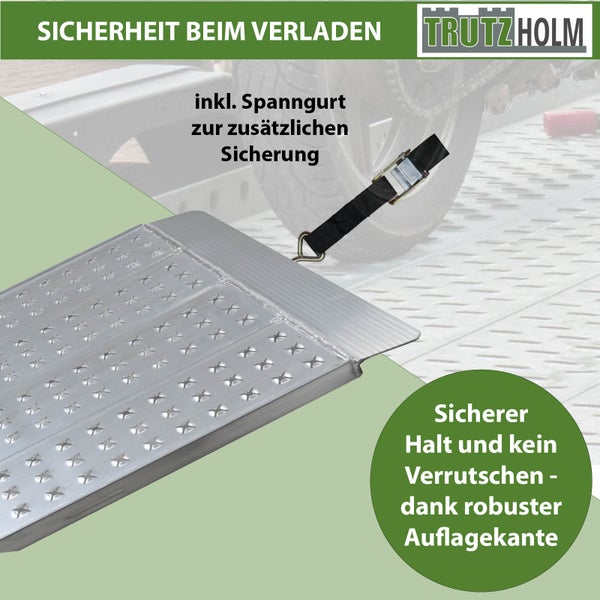 TRUTZHOLM 1 x Alu Auffahrrampe 200 x 56 cm Traglast 540 kg grau starr perforiert Verladerampe