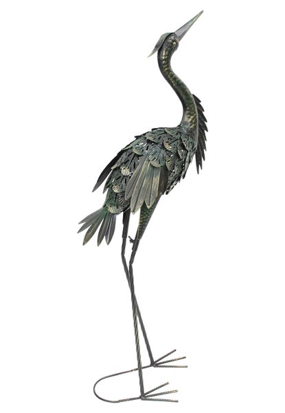 FRANK FLECHTWAREN | Metallvogel Reiher, METALL, 32 x 20 x 90 cm