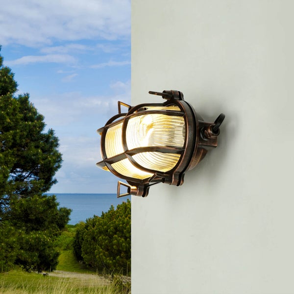 Maritime Wandleuchte aus Metall und Glas für den Außenbereich