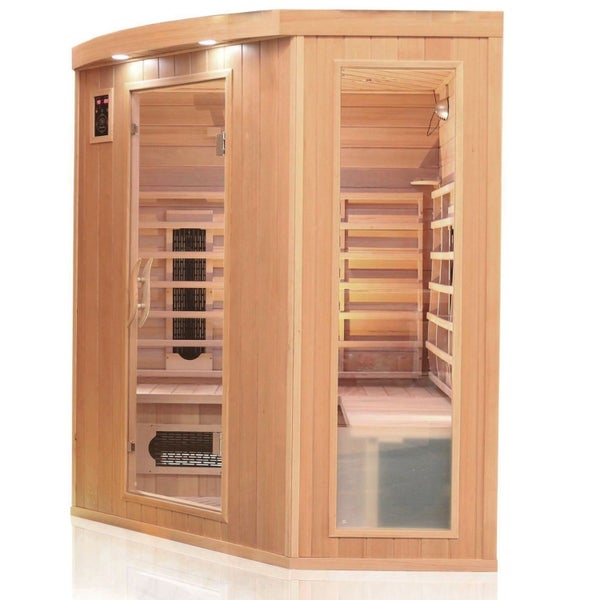 Dewello® Infrarotkabine Infrarotsauna HALEY 160cm x 160cm inkl. 8 Keramikstrahler, Karbonstrahler und Zubehör, Farblicht, LED